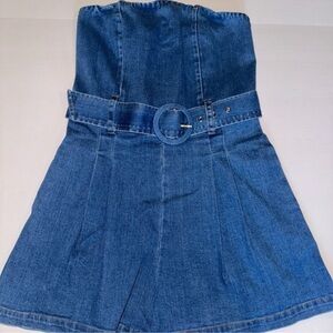 HAUSEN Denim Romper with Belt